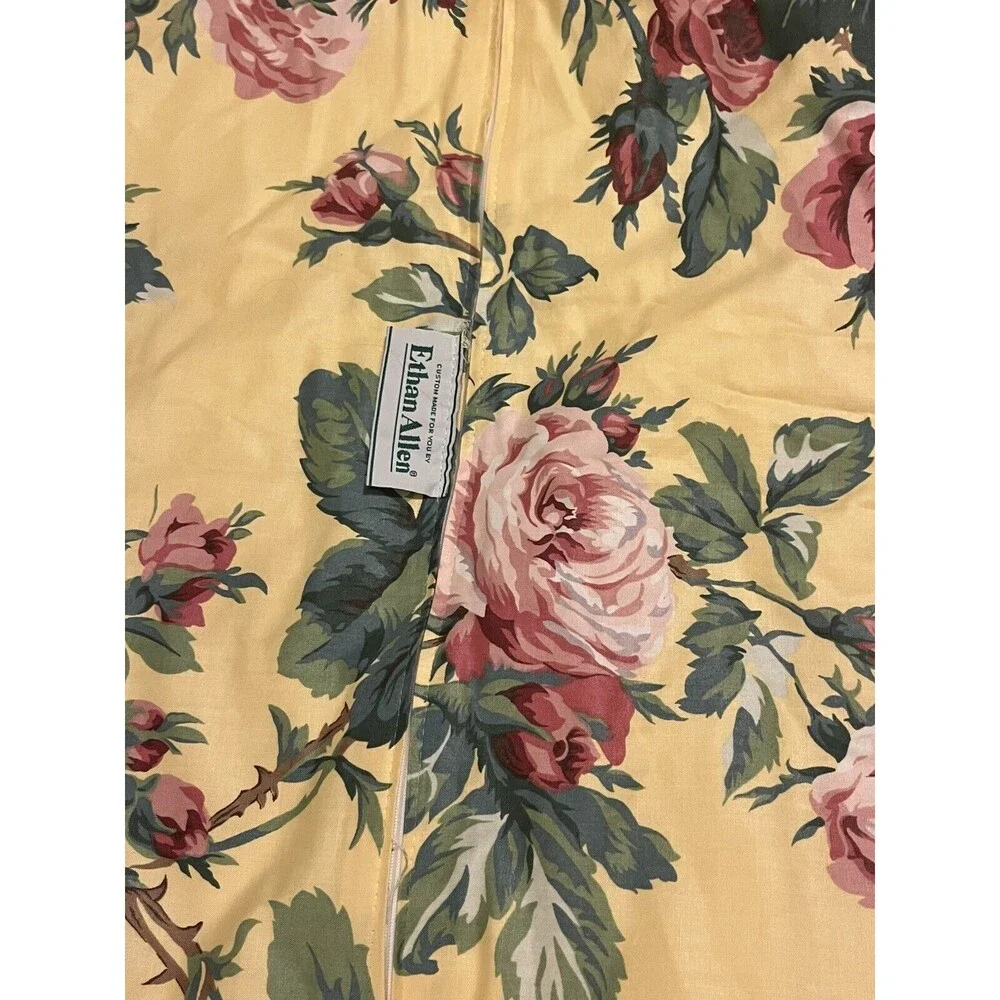 Ethan Allen Custom KING Yellow Rose Cover Reversible Cottage Style Vintage Sham